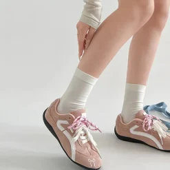 Aesthetic Sneakers*Boogzel Clothing Bow Embroidery Sneakers Pink