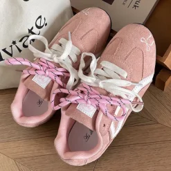 Aesthetic Sneakers*Boogzel Clothing Bow Embroidery Sneakers Pink