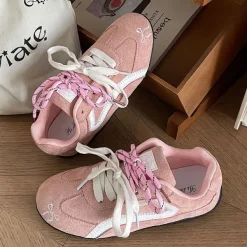 Aesthetic Sneakers*Boogzel Clothing Bow Embroidery Sneakers Pink