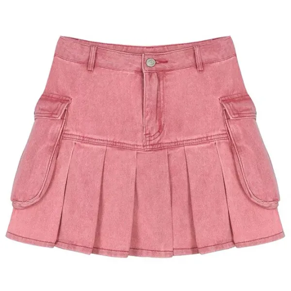 Skirts*Boogzel Clothing Denim Cargo Mini Skirt Pink