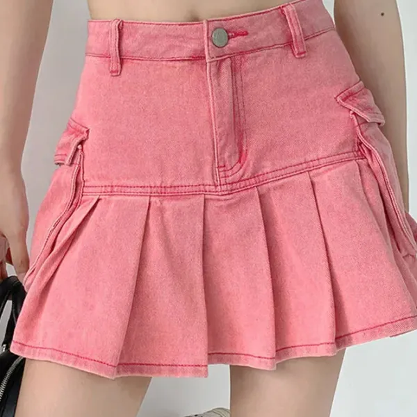 Skirts*Boogzel Clothing Denim Cargo Mini Skirt Pink