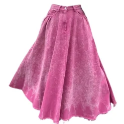 Skirts*Boogzel Clothing Distressed Denim Maxi Skirt Pink