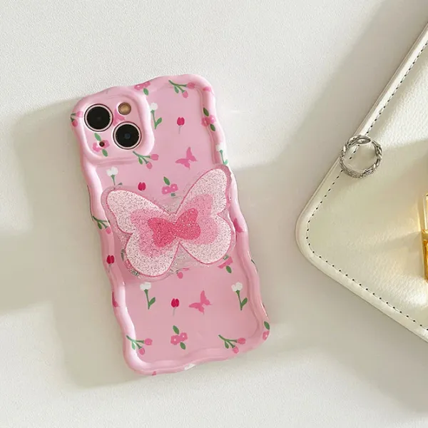 Iphone Cases*Boogzel Clothing Flowers Butterfly iPhone Case Pink