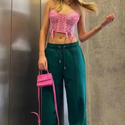 Y2K Tops|Crop Tops*Boogzel Clothing Lace Mesh Top Pink