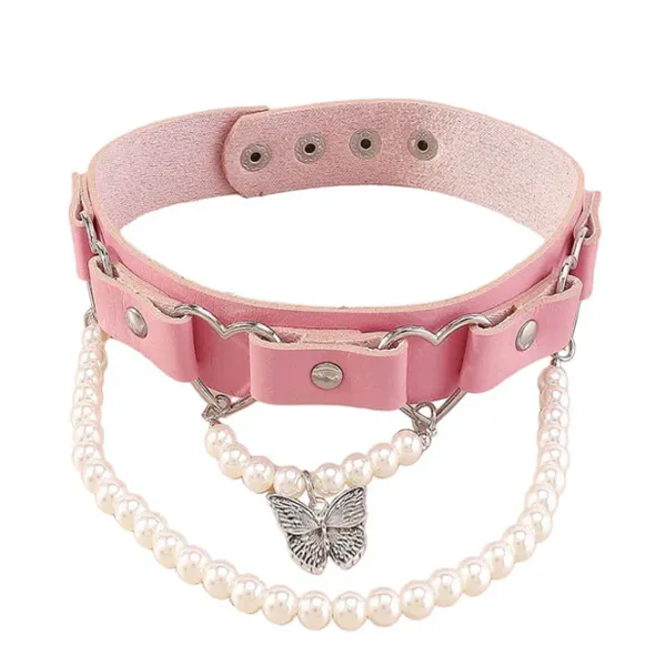Necklaces & Chokers*Boogzel Clothing Pearl Butterfly Choker Pink