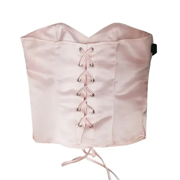 Corset Tops*Boogzel Clothing Satin Bow Corset Pink