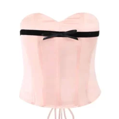 Corset Tops*Boogzel Clothing Satin Bow Corset Pink