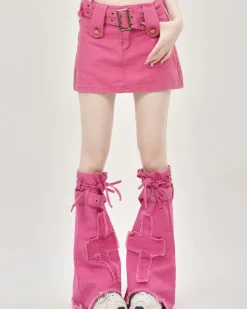Skirts*Boogzel Clothing Y2K Mini Skirt & Leg Warmers Set Pink