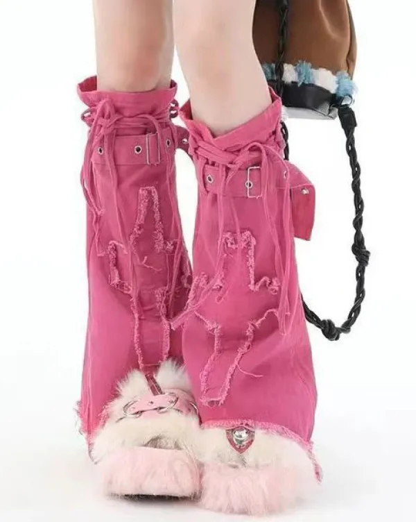 Skirts*Boogzel Clothing Y2K Mini Skirt & Leg Warmers Set Pink
