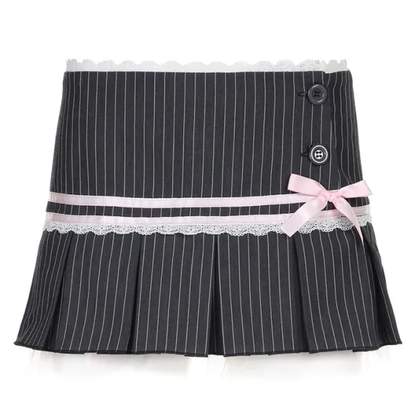 Skirts*Boogzel Clothing Pinstripe Coquette Micro-Mini Skirt Grey/pink