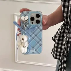 Iphone Cases*Boogzel Clothing Plaid Bear Charm iPhone Case Blue