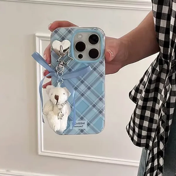 Iphone Cases*Boogzel Clothing Plaid Bear Charm iPhone Case Blue