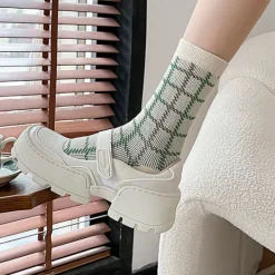 Socks*Boogzel Clothing Plaid Crew Socks Green