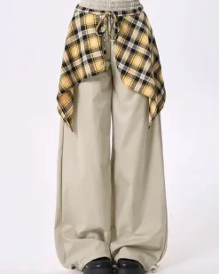 Pants & Trousers*Boogzel Clothing Plaid Shirt-Tied Baggy Trousers
