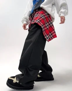 Pants & Trousers*Boogzel Clothing Plaid Shirt-Tied Baggy Trousers