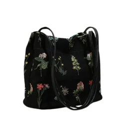Bags & Purses*Boogzel Clothing Plant Mom Aesthetic Flower Embroidery Bag Black