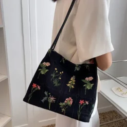 Bags & Purses*Boogzel Clothing Plant Mom Aesthetic Flower Embroidery Bag Black