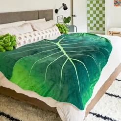Aesthetic Room Decor*Boogzel Clothing Plant Mom Aesthetic Leaf Blanket Green