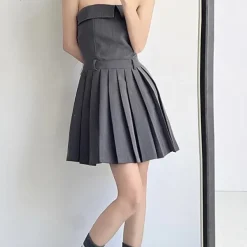 Dresses & Rompers*Boogzel Clothing Pleated Mini Dress in Grey