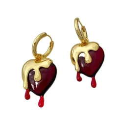 Earrings*Boogzel Clothing Poison Drop Heart Earrings Gold