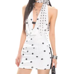 Dresses & Rompers*Boogzel Clothing Polka Dot Catwalk Halter Dress White