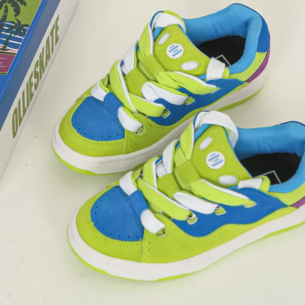 Aesthetic Sneakers*Boogzel Clothing Pop Color Skater Sneakers Green/blue