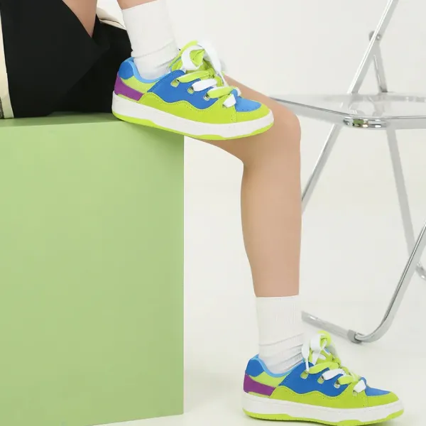 Aesthetic Sneakers*Boogzel Clothing Pop Color Skater Sneakers Green/blue
