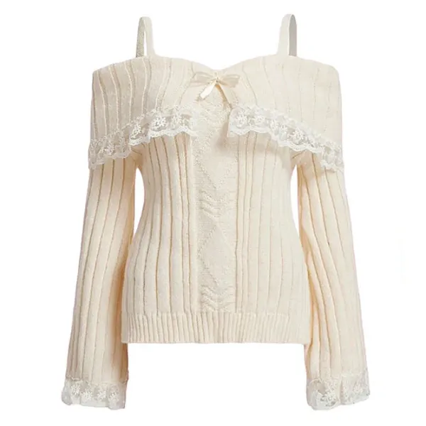 Sweaters*Boogzel Clothing Portrait Mode Lace Sweater