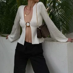 Long Sleeve Tops*Boogzel Clothing Portrait Mode Ribbed Top White