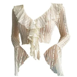 Long Sleeve Tops*Boogzel Clothing Portrait Mode Ruffle Lace Top