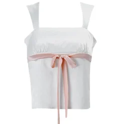Y2K Tops|Corset Tops*Boogzel Clothing Portrait Mode Satin Bow Tie Top White