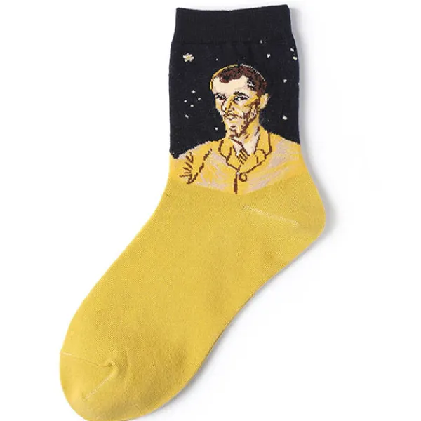 Socks*Boogzel Clothing Portrait of Eugene Boch Sock Black/yellow