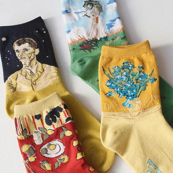 Socks*Boogzel Clothing Portrait of Eugene Boch Sock Black/yellow