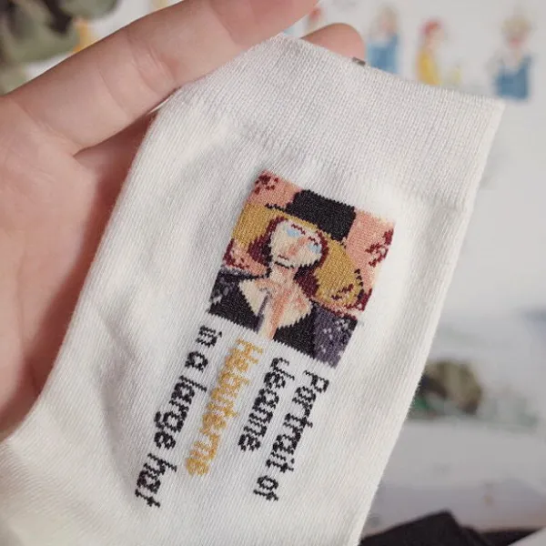 Socks*Boogzel Clothing Portrait Of Jeanne Hebuterne Socks White
