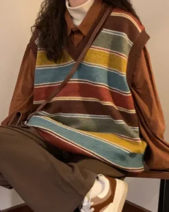 Knit Vests*Boogzel Clothing Prep School Striped Knit Vest Multi