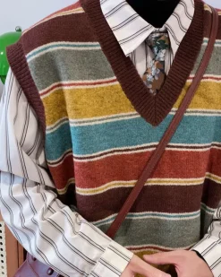 Knit Vests*Boogzel Clothing Prep School Striped Knit Vest Multi
