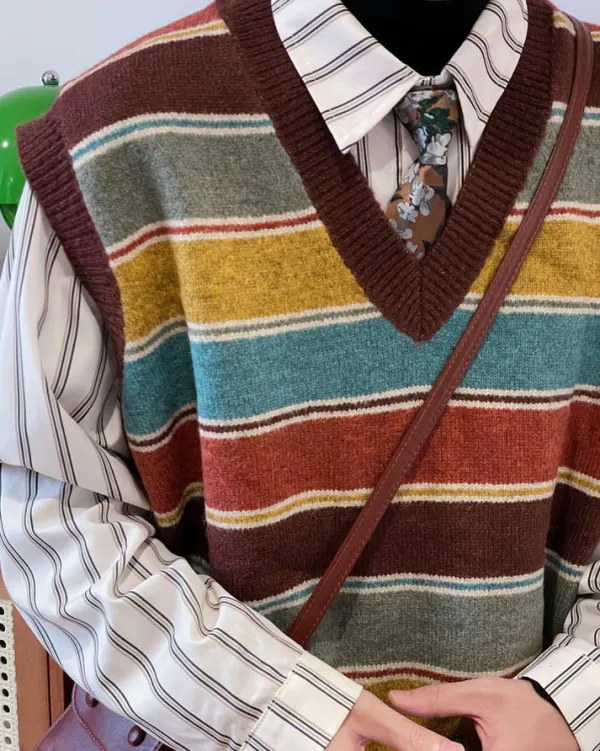 Knit Vests*Boogzel Clothing Prep School Striped Knit Vest Multi