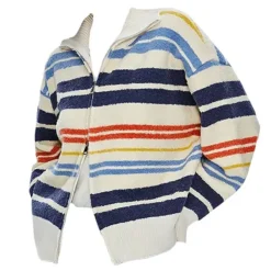 Striped Sweaters|Knit Cardigans*Boogzel Clothing Prep School Striped Zip Up Long Sleeve Multi