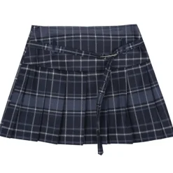 Skirts*Boogzel Clothing Preppy Aesthetic Plaid Skirt DarkBlue