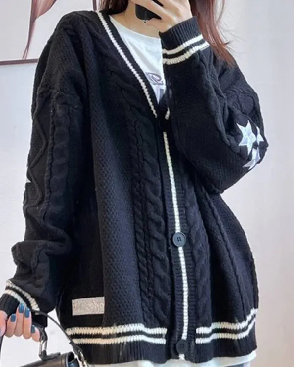 Knit Cardigans*Boogzel Clothing Preppy Aesthetic Star Cardigan