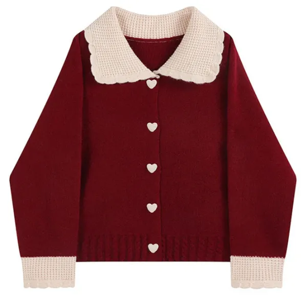 Knit Cardigans*Boogzel Clothing Preppy Collar Knit Cardigan