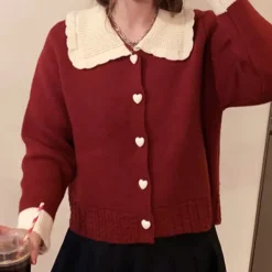 Knit Cardigans*Boogzel Clothing Preppy Collar Knit Cardigan