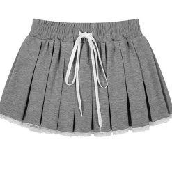 Skirts*Boogzel Clothing Preppy Drawstring Mini Skirt Grey