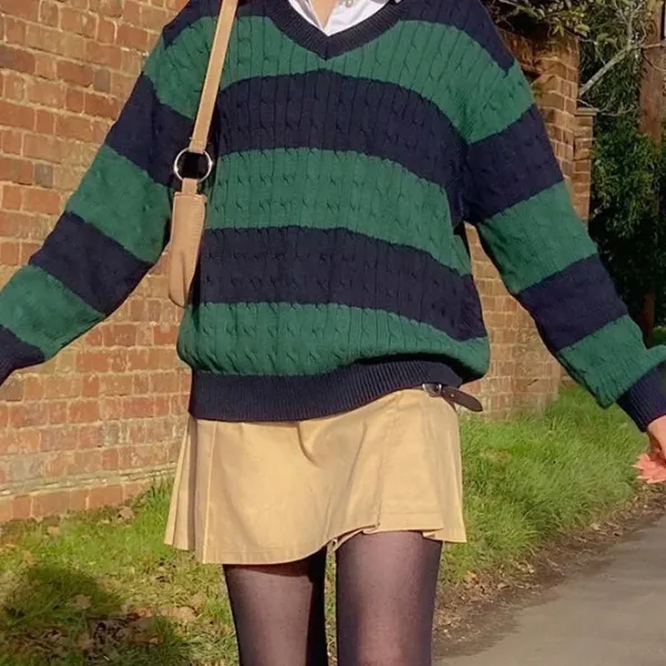 Striped Sweaters|Sweaters*Boogzel Clothing Preppy Girl Striped Jumper