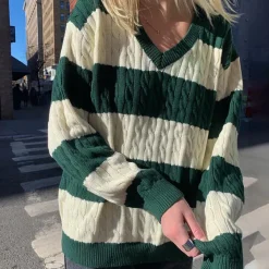 Striped Sweaters|Sweaters*Boogzel Clothing Preppy Girl Striped Jumper