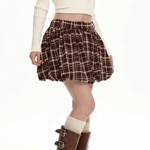 Skirts*Boogzel Clothing Preppy Plaid Balloon Mini Skirt