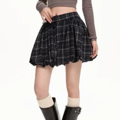 Skirts*Boogzel Clothing Preppy Plaid Balloon Mini Skirt