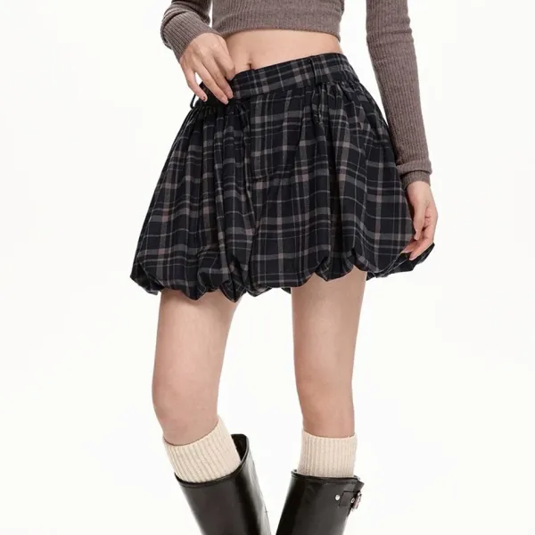 Skirts*Boogzel Clothing Preppy Plaid Balloon Mini Skirt