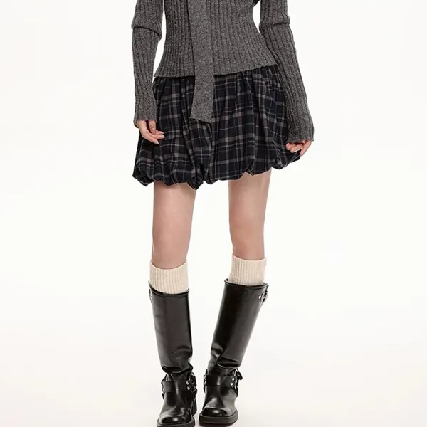 Skirts*Boogzel Clothing Preppy Plaid Balloon Mini Skirt