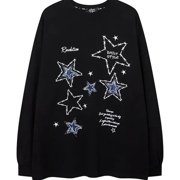 Sweaters|Sweatshirts*Boogzel Clothing Preppy Star Patch Sweatshirt